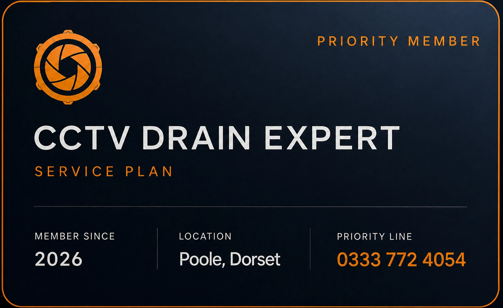 CCTV Drain Expert priority member service plan card